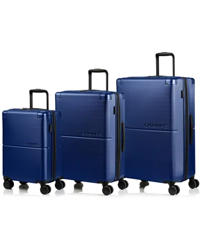 Champs 3-piece Earth Hardside Luggage Set With Usb In Navy