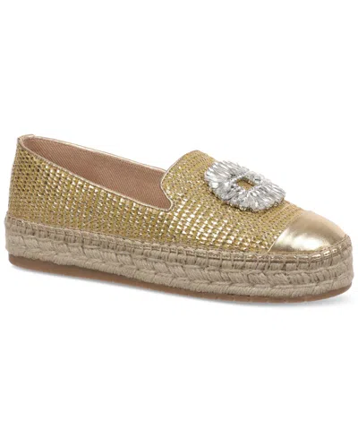 Inc International Concepts Women's Madilyn Slip-on Embellished Espadrille Flats, Created For Macy's In Gold Raffia