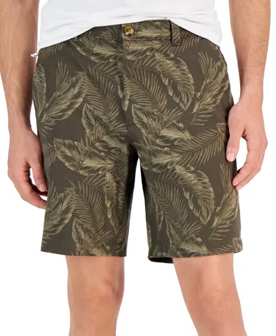 Club Room Men's Lena Leaf Print 9" Shorts, Created For Macy's In Deep Olive