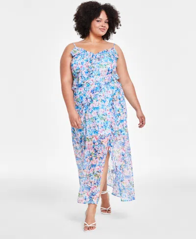 Bar Iii Trendy Plus Size Floral-print Ruffled Maxi Dress, Created For Macy's In Lana Floral
