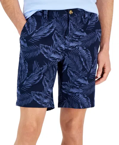 Club Room Men's Lena Leaf Print 9" Shorts, Created For Macy's In Navy Blue