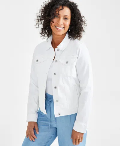 Style & Co Women's Classic Denim Jacket, Created For Macy's In Bright White