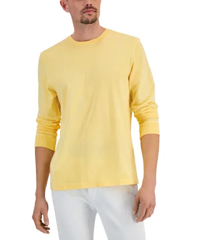 Club Room Men's Long Sleeve T-shirt, Created For Macy's In Sunwash Yellow