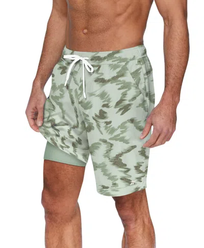 Reebok Men's Quick-dry Vintage Green Core Valley 7" Swim Trunks In Green Print