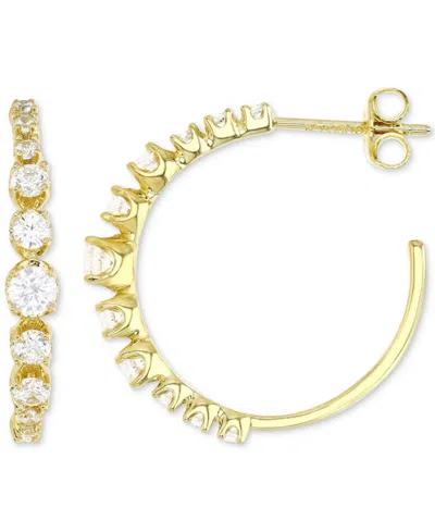 Macy's Cubic Zirconia Graduated & Tapered Small Hoop Earrings, 0.79" In Gold