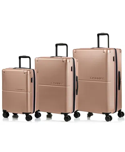 Champs 3-piece Earth Hardside Luggage Set With Usb In Pink