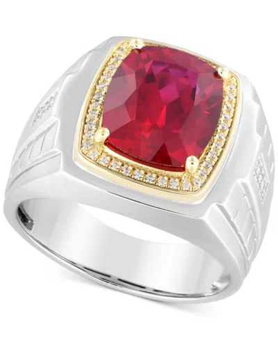 Macy's Men's Lab-created Ruby (7-1/5 Ct. T.w.) & Diamond (1/6 Ct. T.w.) In Sterling Silver & 10k Gold (also