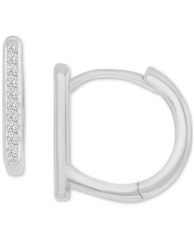 Macy's Cubic Zirconia Vertical Bar Small Huggie Hoop Earrings, 0.51" In Silver