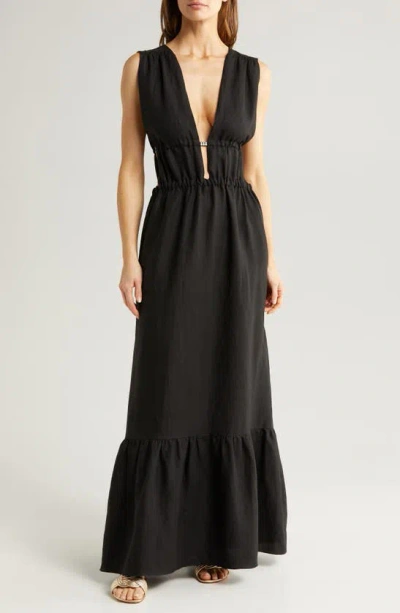 Lemlem Lelisa V-neck Maxi Dress In Kelemi Black