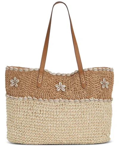 Style & Co Medium Classic Straw Tote, Created For Macy's In Shells