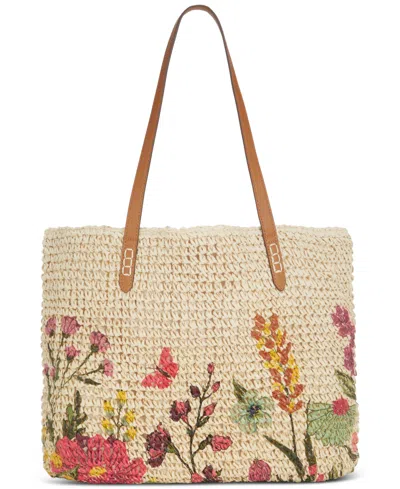 Style & Co Medium Classic Straw Tote, Created For Macy's In Wildflower