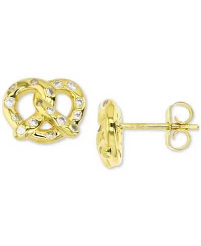 Macy's Cubic Zirconia Pretzel Stud Earrings In 14k Gold-plated Sterling Silver