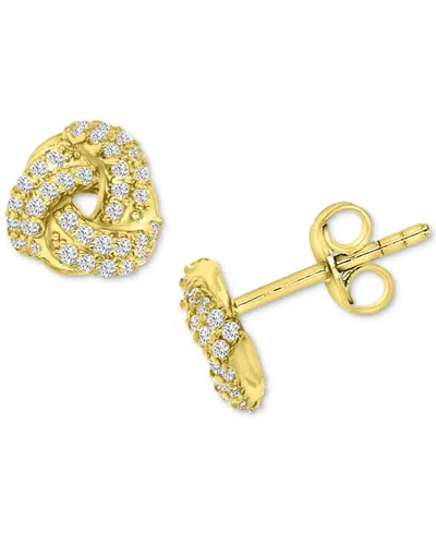 Macy's Cubic Zirconia Love Knot Stud Earrings In 14k Gold-plated Sterling Silver