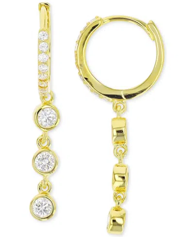 Macy's Cubic Zirconia Bezel Dangle Drop Earrings In 14k Gold-plated Sterling Silver