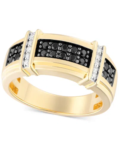Macy's Men's Black & White Diamond Ring (1/2 Ct. T.w.) In 10k Gold