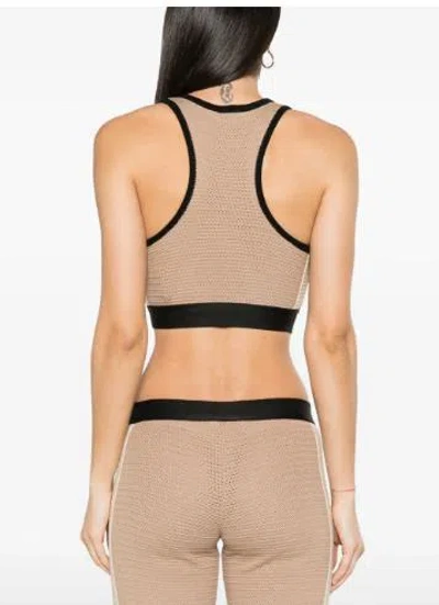 Palm Angels Top In Light Brown/black
