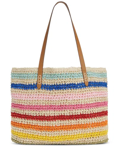 Style & Co Medium Classic Straw Tote, Created For Macy's In Rainbow Stripe
