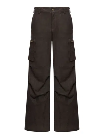 Salvatore Santoro Leather Trousers In Brown