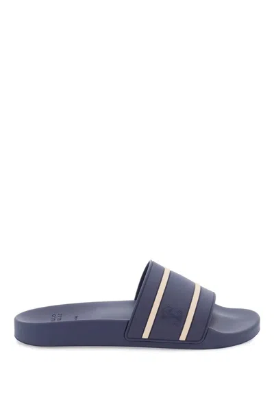 Brunello Cucinelli Striped-strap Slides In Blue