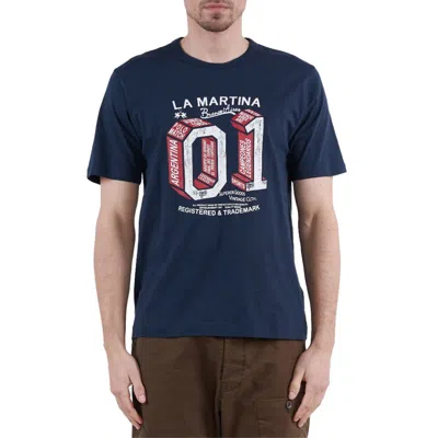 La Martina Cotton Men's T-shirt In Blue