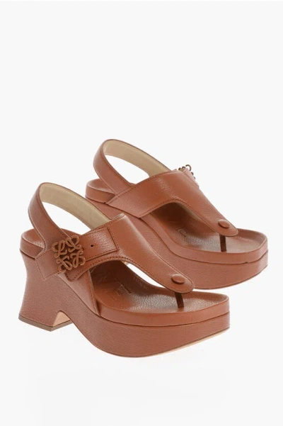 Loewe Woman Thong Sandal Tan Size 11 Soft Leather In Brown