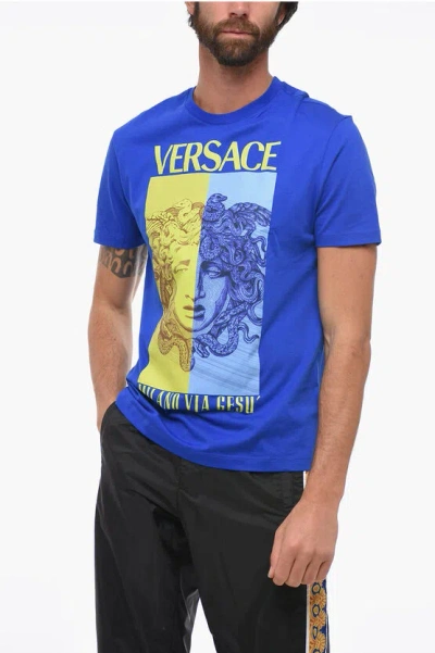 Versace Medusa-print T-shirt In Blue