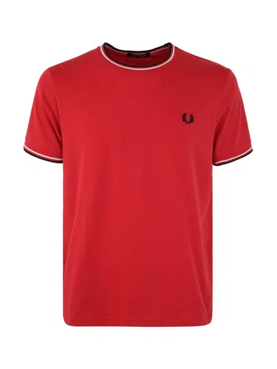 Fred Perry Fp Twin Tipped T In Red
