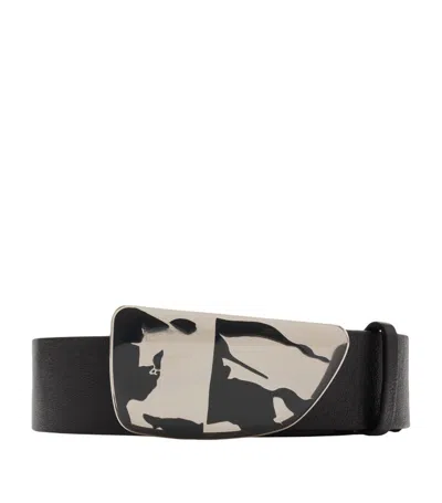 Burberry Shield Ekd Leather Belt In Black