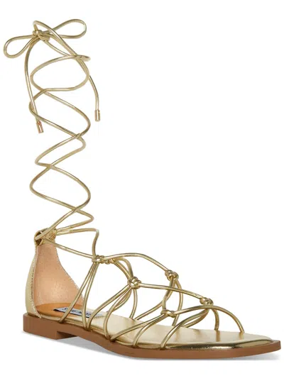 Steve Madden Ainsley Womens Faux Leather Dressy Strappy Sandals In Gold