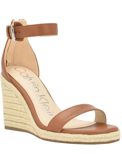 Calvin Klein Noshela Womens Leather Open Toe Wedge Heels In Multi