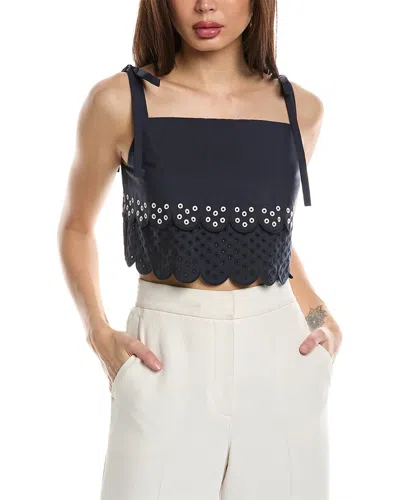 Jason Wu Scallop Eyelet Detail Crop Top In Blue