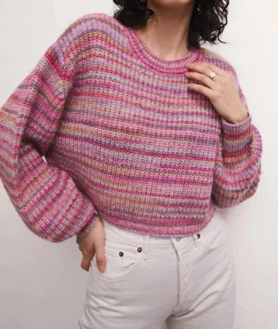 Z Supply Prism Metallic Stripe Sweater In Magenta In Pink