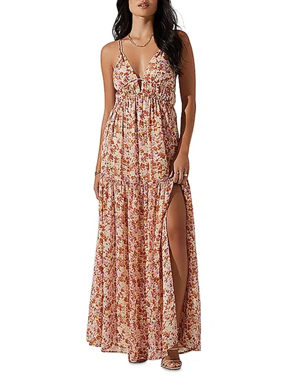 Astr Ryliana Womens Chiffon Floral Maxi Dress In Multi