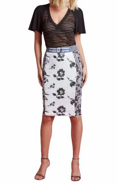 Byron Lars Sequin Skirt In Maritime In Silver