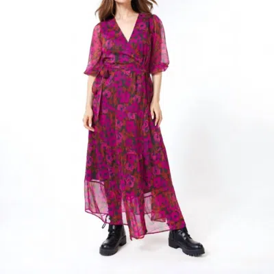 Esqualo Floral Wilding Wrap Over Dress In Pink