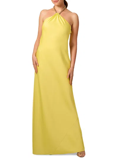 Liv Foster Womens Halter Long Evening Dress In Yellow