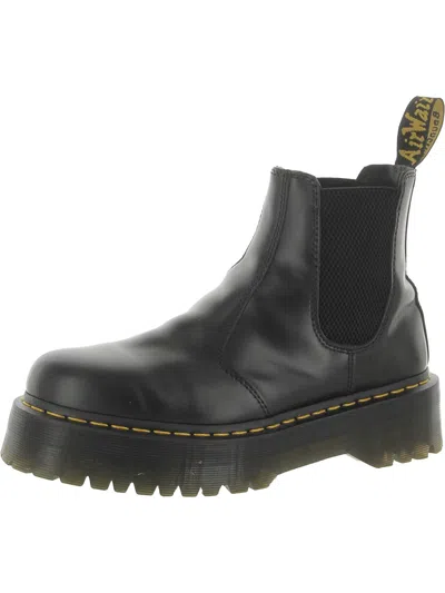 Dr. Martens' Quad Womens Leather Stretch Ankle Boots In Black