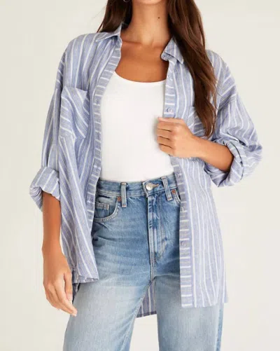 Z Supply Natalia Button Up Top In Blue