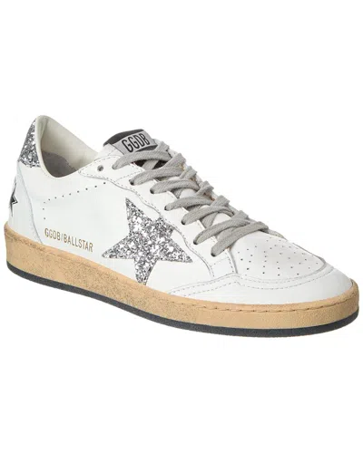 Golden Goose Ballstar Leather & Glitter Sneaker In White