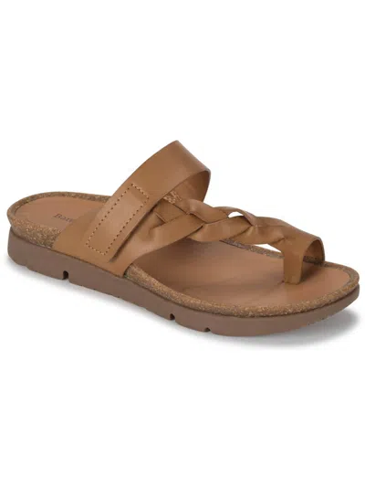 Baretraps Haron Womens Faux Leather Adjustable Slide Sandals In Brown