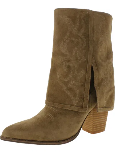 Steve Madden Layne Womens Suede Pointed Toe Cowboy, Western Boots In Brown