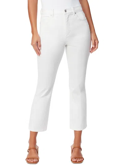 Gloria Vanderbilt Chrissie Womens High Rise Cropped Flare Jeans In White