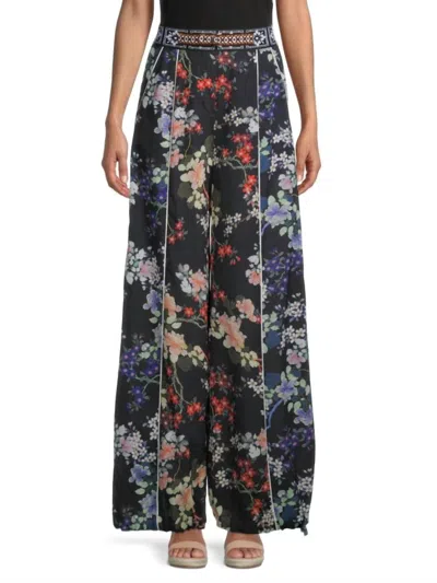 Byron Lars Blossom Palazzo Pants In Floral In Purple