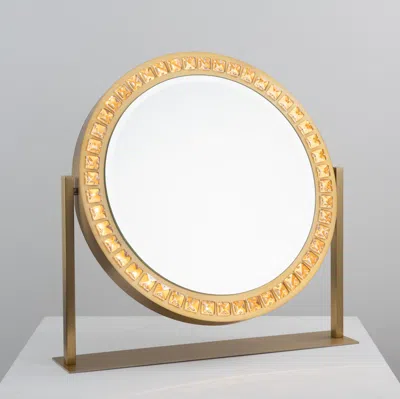 Nova Of California Marilyn Table Top Led Vanity Mirror - Weathered Brass In Gold