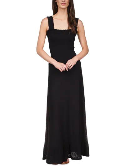 Michael Michael Kors Womens Eyelet Smocked Maxi Dress In Black