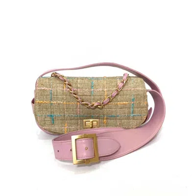 Pre-owned Chanel 2.55 Synthetic Shoulder Bag () In Pink