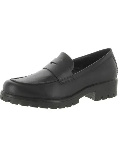 Ecco Womens Leather Slip-on Loafers In Black