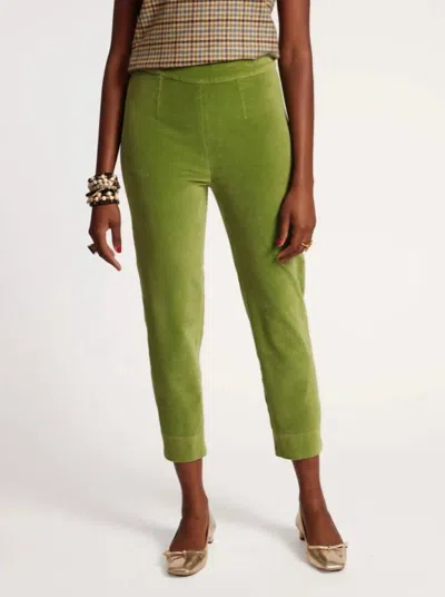 Frances Valentine Lucy Cropped High-rise Slit-hem Pants In Green