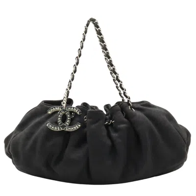 Pre-owned Chanel Coco Mark Cotton Shoulder Bag () In Black