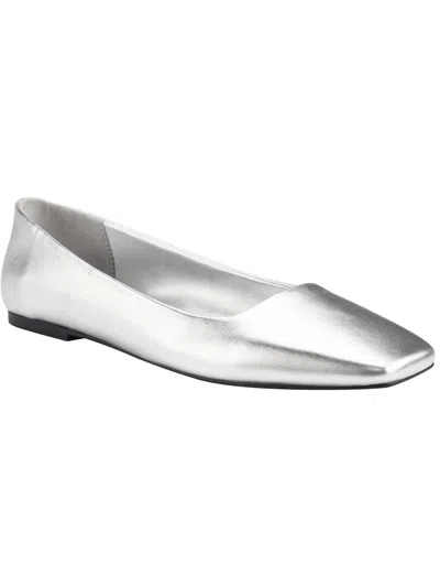 Calvin Klein Nita Womens Leather Slip On Pointed Toe Heels In Silver